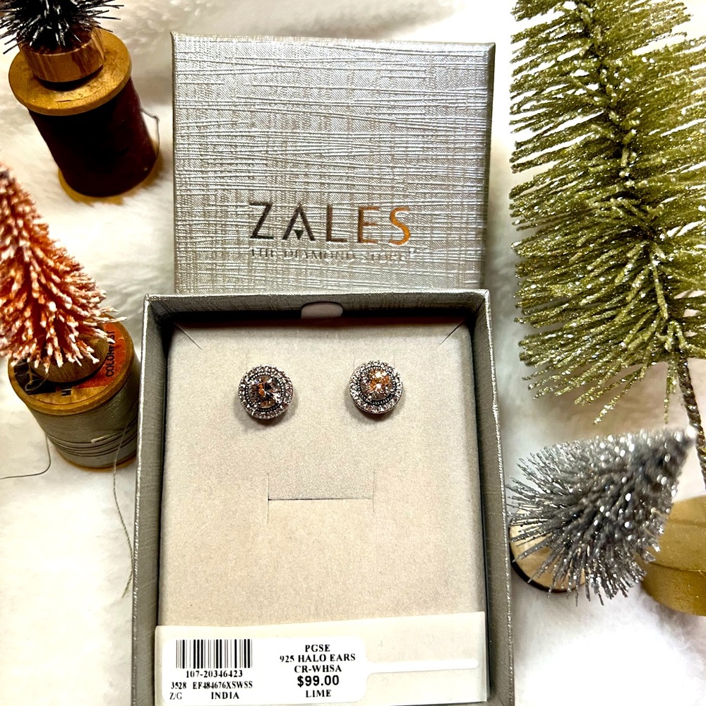 Zales silver studded halo earrings